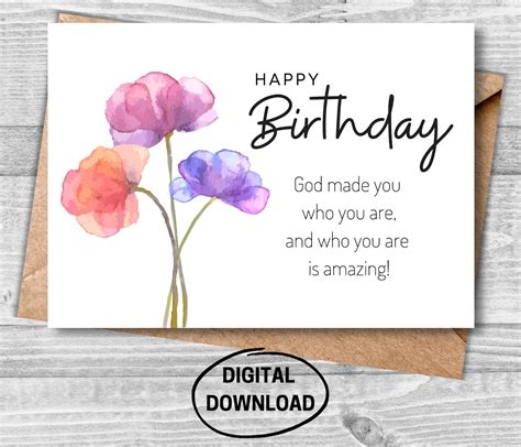 Birthday Printable Card Christian Birthday Card Printable Etsy