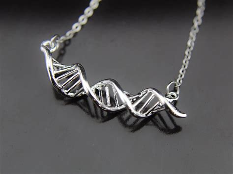 Silver Dna Charm Necklace Dna Charm Scientist Researcher Etsy