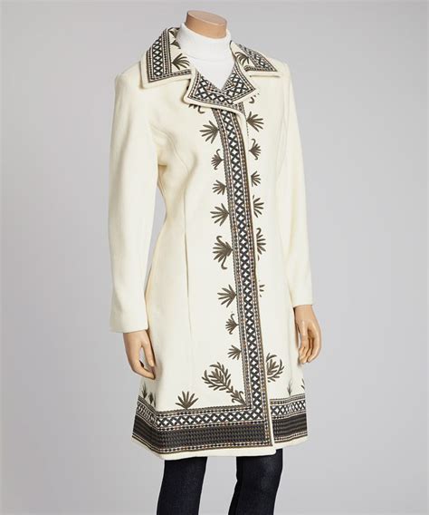 Trilogi White Embroidered Wool Blend Coat Women Zulily Coats For
