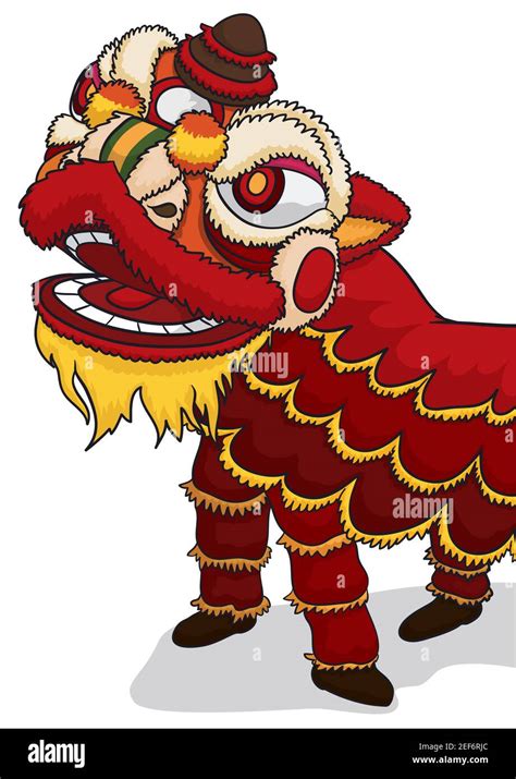 Traditional Southern Chinese Lion Dance Stock Vector Images Alamy