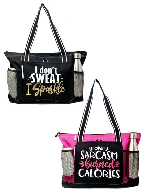 I Dont Sweat I Sparkle Black Gym Tote Bag For Women Workout Tote