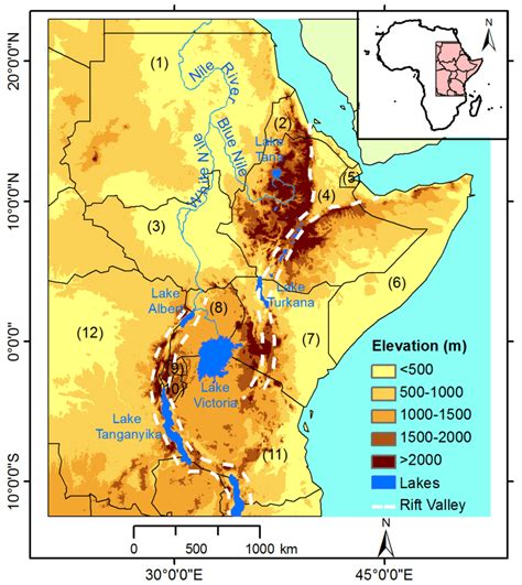 Next, it goes through kenya (particularly lakes rudolf (turkana), naivasha, and magadi, into tanzania (where because of erosion of the eastern edge it is less obvious), along the. Location map of the study area including main topographic features of... | Download Scientific ...