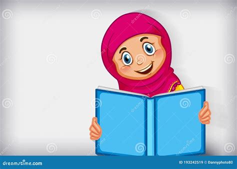 Muslim Girl Reading The Book Stock Vector Illustration Of Person Girl