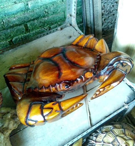 Jual Patung Kepiting Hiasan Meja Ukiran Relief Kepiting Kayu By Ngasem