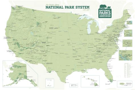 Npca National Park System Map 24x36 Poster Special Edition Best