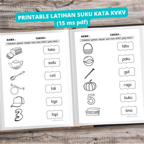 Printable Latihan Suku Kata Kvkv Bahasa Melayu Prasekolah Etsy Denmark