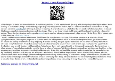 Animal Abuse Research Paper