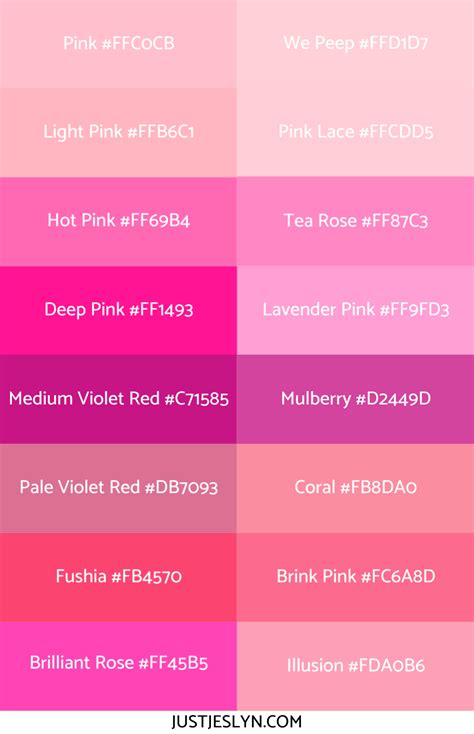√ Light Pink Hex Codes