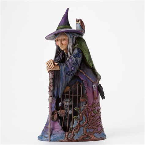 Jim Shore 4047838 Halloween Witch With Cat Behind Gate