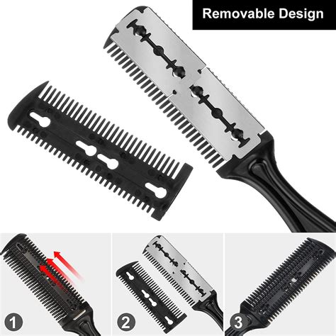 3 Pieces Razor Comb Hair Cutter Comb Cutting Scissors Double Edge