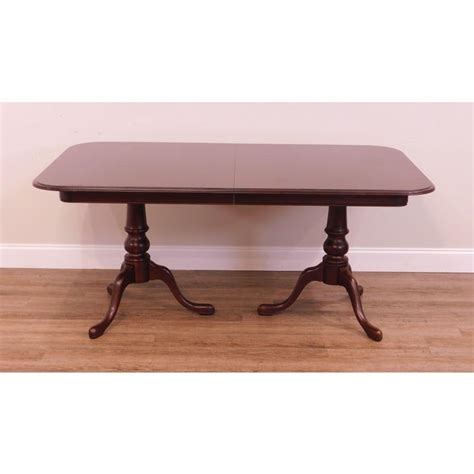 Ethan Allen Solid Cherry Queen Anne Double Pedestal Dining Table Chairish