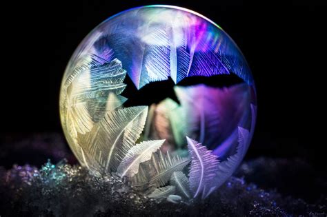 Vibrant Ice Soap Bubbles In The Process Of Freezing Are Fleeting