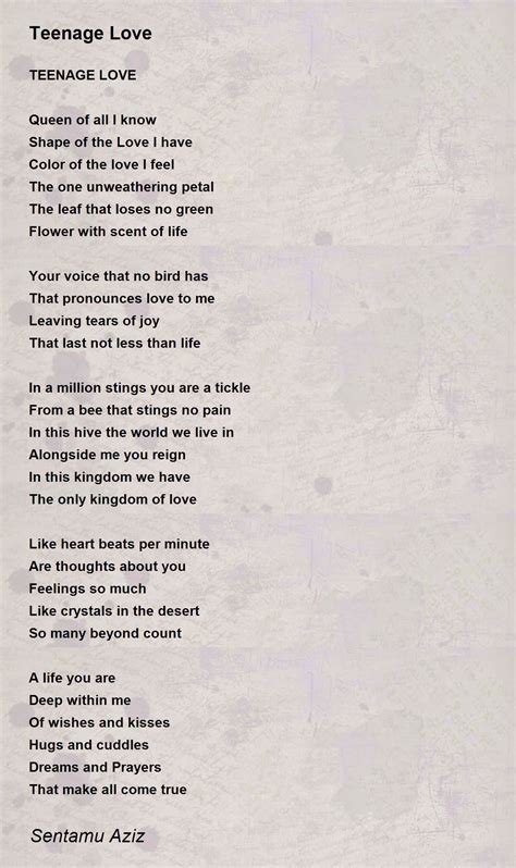 Teenage Love by Sentamu Aziz - Teenage Love Poem