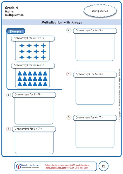 Multiplication Arrays Worksheets 4th Grade Multiplication Arrays