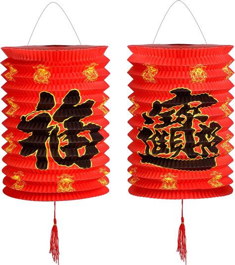 12 Pack Chinese New Year Red Paper Lantern Chinese Hang Lanterns For