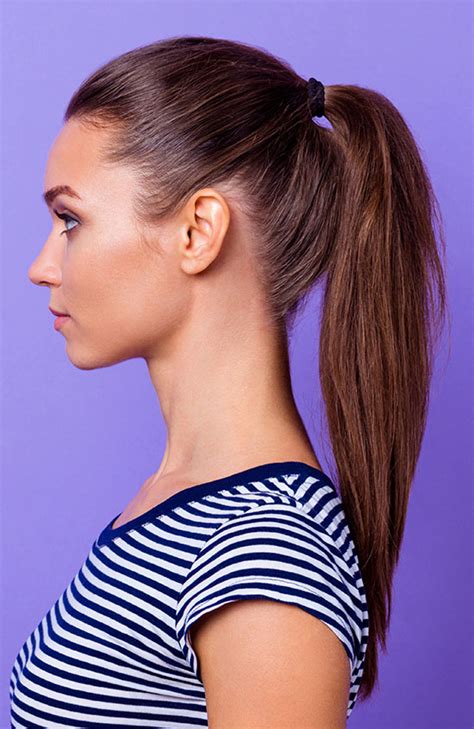 Pull all your hair back and up, tie it together with a hair band and walk out of the door, ready to take on a new day! 30 Cute And Easy Ponytail Hairstyles to Try Now - Beauty Epic