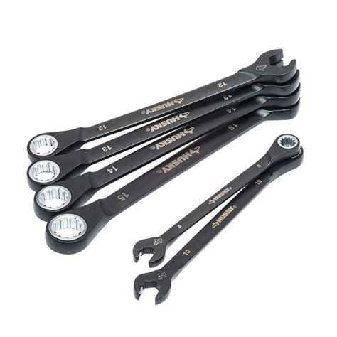 Husky Combo Ratcheting Wrench Set 7 Piece Hrw7pcmmp The Home Depot