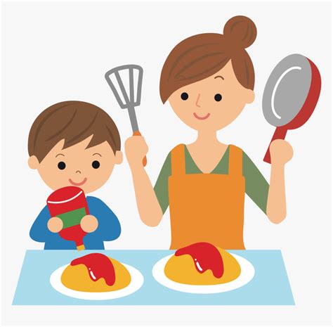 Boyplaytoddler Mom And Son Cooking Clipart Hd Png Download Kindpng