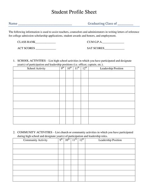 Profile Sheet How To Create A Profile Sheet Download This Profile