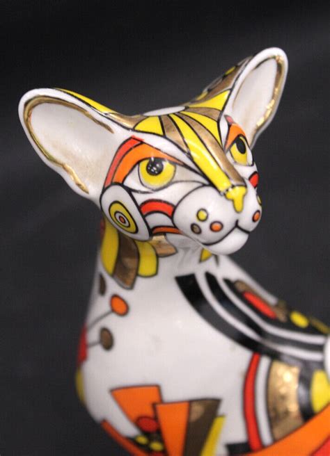Paul Cardew Cool Catz Art Deco Porcelain Sitting Cat Figurine 19cm