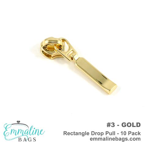 Emmaline 3 Zipper Pull Rectangle Gold Sew Hot