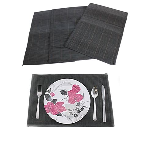 Set Of 4 Piece Environmental Friendly Bamboo Table Placemats Black