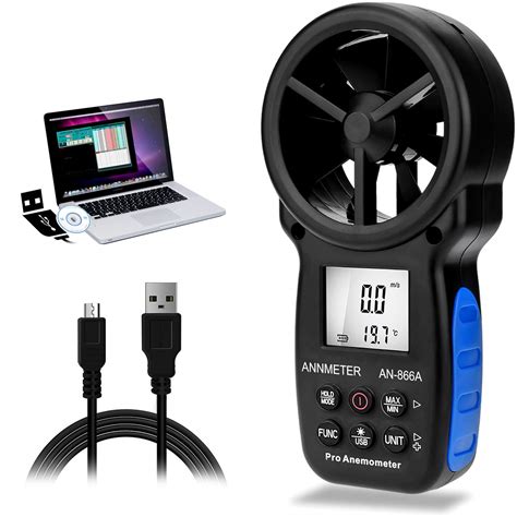 Digital Anemometer Cfm Wind Speed Guage With Usb Connect Air Flow