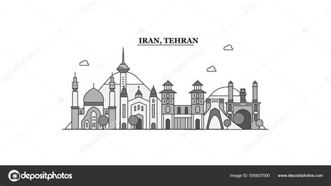 Iran Tehran City Isolated Skyline Vector Illustration Travel Landmark