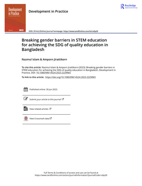 Pdf Breaking Gender Barriers In Stem Education For Achieving The Sdg