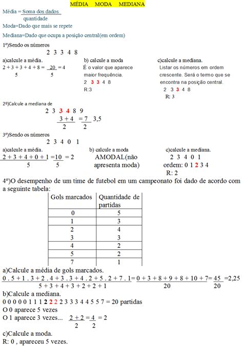 Exercícios De Media Mediana E Moda Edulearn