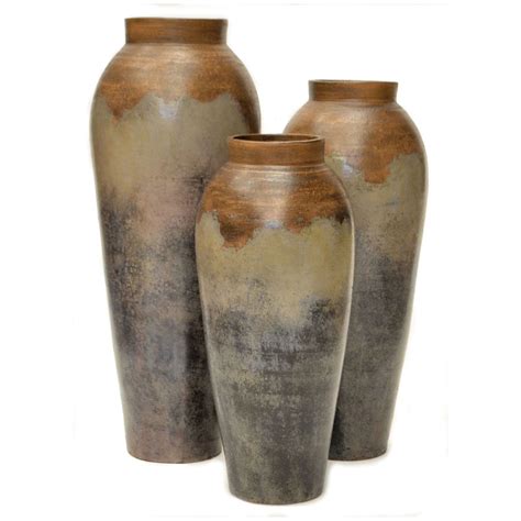 Joaquin Gray Vases Set Of 3 Grey Vases Brown Floor Vase Vase Set