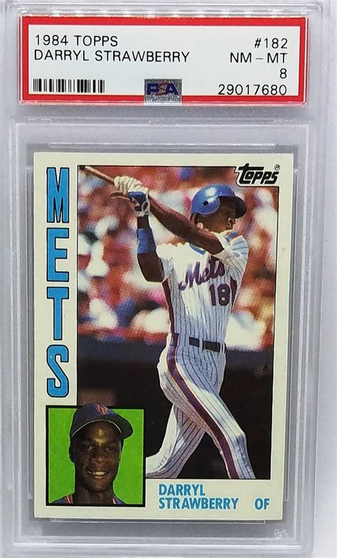 psa 8 1984 topps darryl strawberry rookie card 182 nm mt mets rc roy