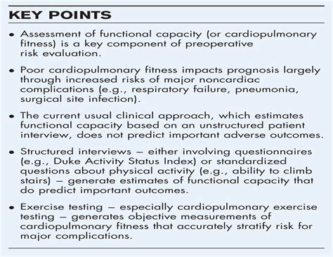 Perioperative Risk Assessment Focus On Functional Capacity Current