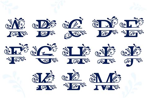 Split Monogram Alphabet With Flourishes Letters Svg 1084282 Cut