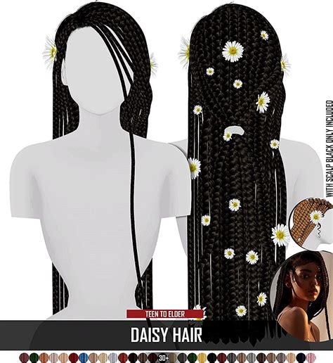 Sims 4 Cc Custom Content Hairstyle Daisy Hair Redheadsims Cc Daisies Flower Found