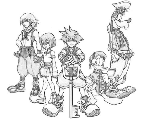 Kingdom Hearts Goofy Characters | Heart coloring pages, Kingdom hearts
