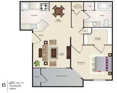 Plan B 1 Bedroom 1 Bath 745 Rent 150 Deposit This Floor Plan