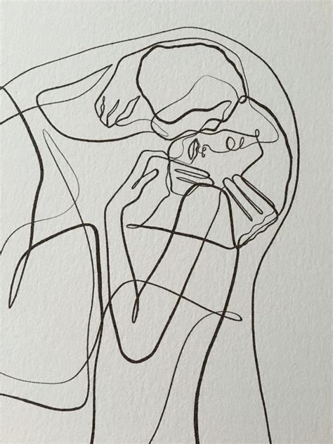 The Kiss Art Print Gustav Klimt Drawing One Line Print Etsy One Line