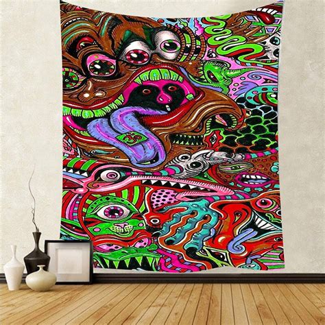 Psychedelic Art Tapestry Colorful Tapestries Trippy Wall Etsy