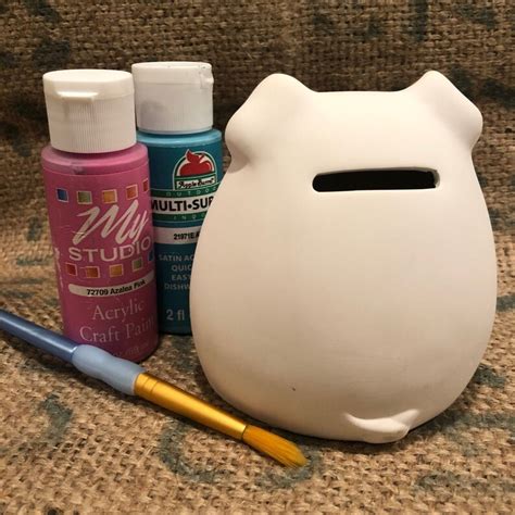 Piggy Bank Diy Blank Ceramic Bisque Ready To Paint Pig Etsy