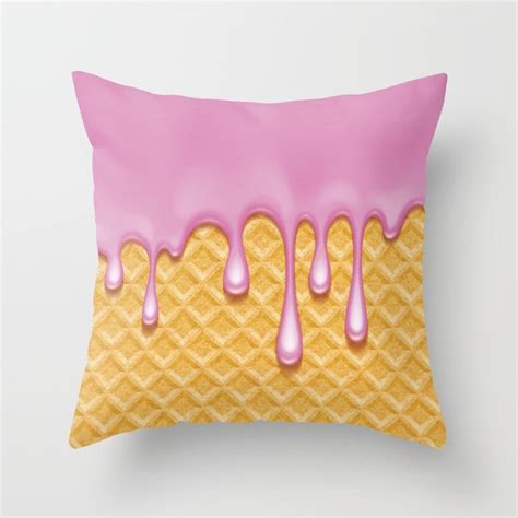 Pink Strawberry Ice Cream Throw Pillow By Newburyboutique Cream Throw Pillows Throw Pillows