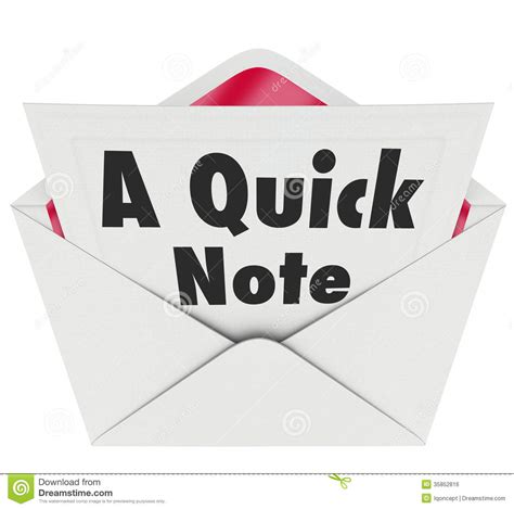 Quick Note Words Message Letter Message News Update Stock Illustration - Illustration of ...
