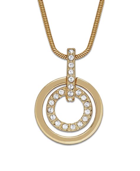 Swarovski Gold Tone Double Circle Crystal Pendant In Gold Lyst