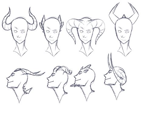 Demon Horns Drawing Base Demon Drawings Creature Drawings Animal