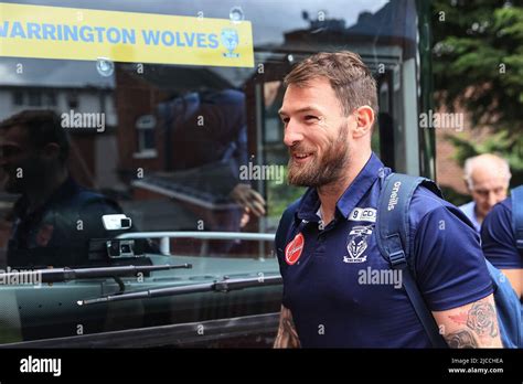 Daryl Clark #9 of Warrington Wolves arrives at the The Be Well Support