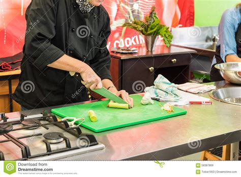 The salvation army's culinary arts training program teaches knife skills, food terminology, kitchen safety standards, recipes, and effective work performance. Culinary School Knife Skills Training Stock Image - Image ...