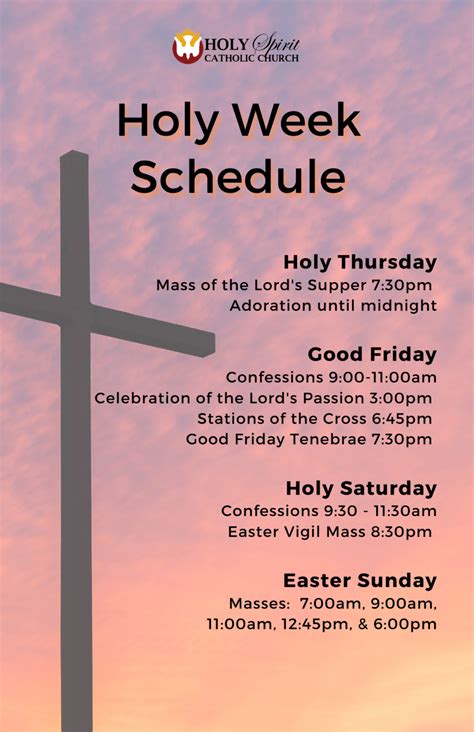 Holy Week Schedule 1 Holy Spirit Parish