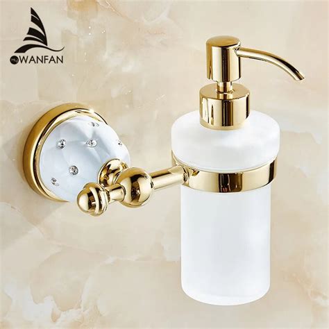 Soap Dispensers Luxury Golden Wall Mounted Liquid Soap Holder With Gold Frosted Glass Container