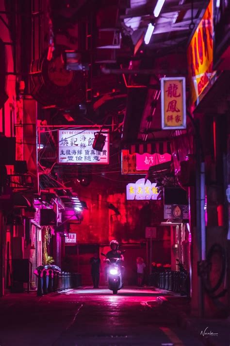 Red Glow Futuristic Neon City Night Lights Neon Noir Night Aesthetic