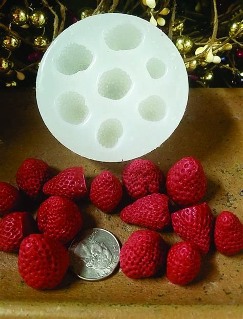 Strawberry Small Embeds 7 Cavity Silicone Mold 1992 Van Yulay